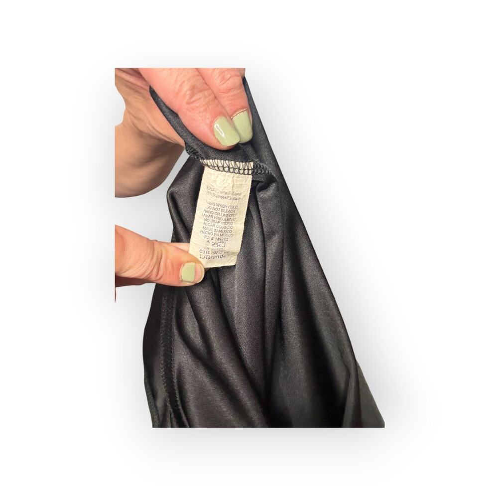Black Satin Ruched Slip Dress Midi Cocktail Evening Party Dress Womens Large - Picture 5 of 10